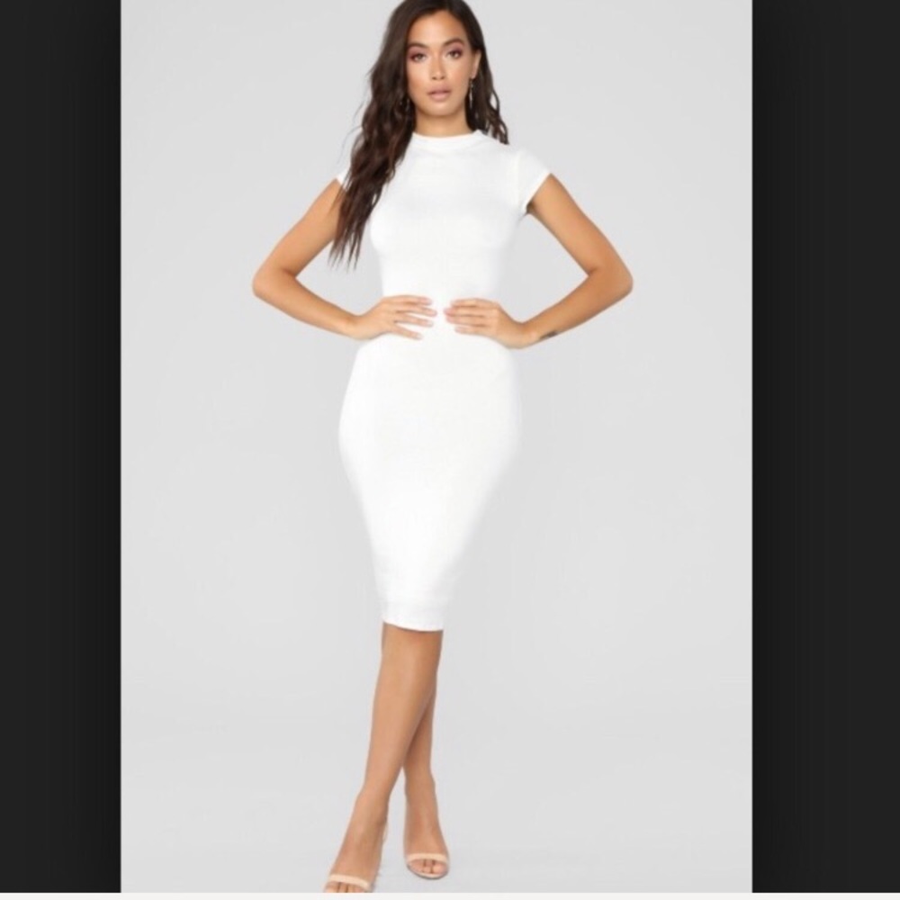 Fashion Nova White Jojo Midi Dress Size Small